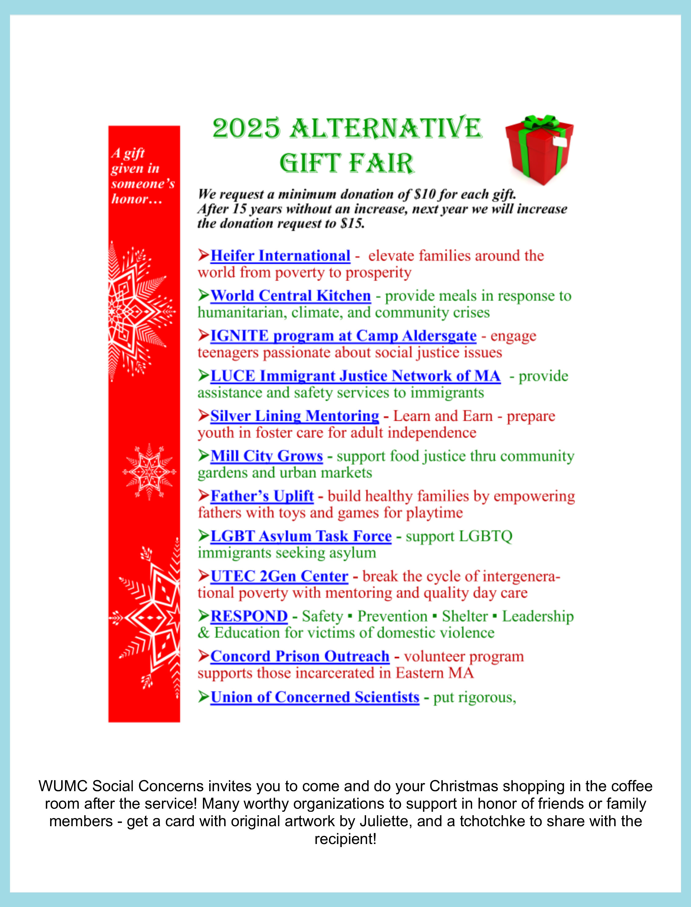 2025 WUMC Alternative Gift Fair